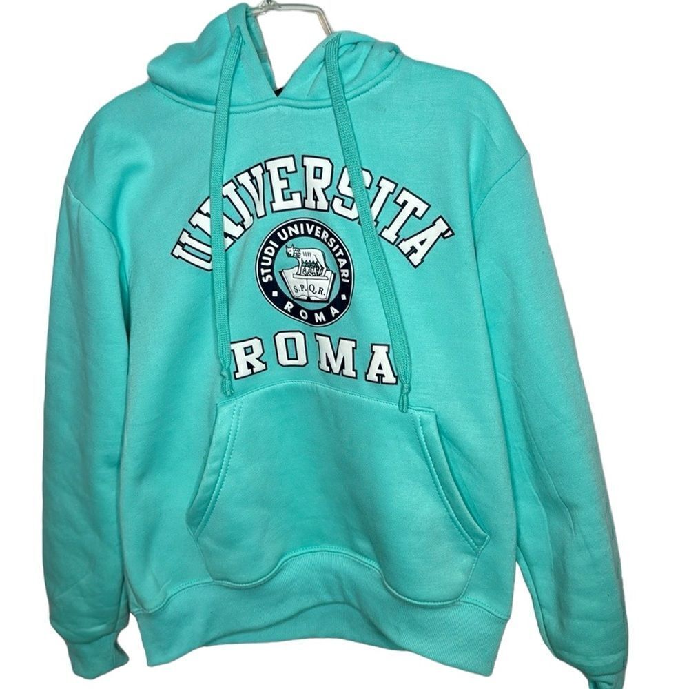University of Rome Teal Hoodie Sweatshirt. Size Medium.